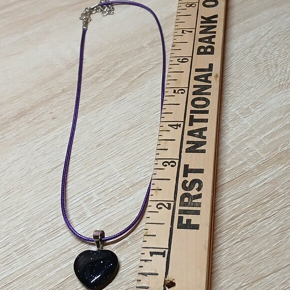 NWOT Fashion Necklace Purple Starry Patterned Heart Pendant Jewelry #28 - Picture 2 of 7
